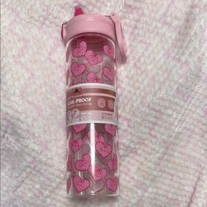 Manna Pink Heart Glass Bottle